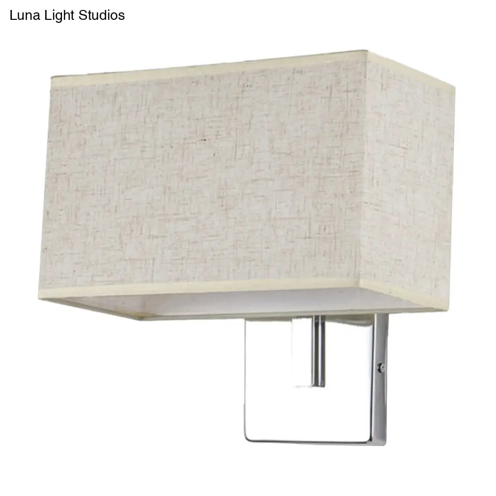 Modern Rectangle Wall Mounted Lamp | Fabric Shade 1 Bulb Living Room Sconce Light