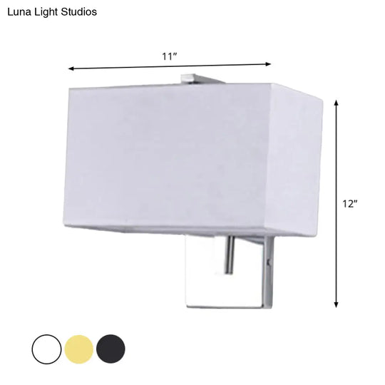 Modern Rectangle Wall Mounted Lamp | Fabric Shade 1 Bulb Living Room Sconce Light