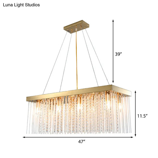 Modern Rectangular Crystal Pendant Ceiling Light - Gold Led Chandelier 23.5/31.5/39 Wide