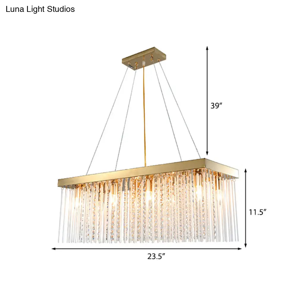 Modern Rectangular Crystal Pendant Ceiling Light - Gold Led Chandelier 23.5/31.5/39 Wide