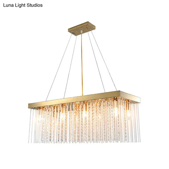 Modern Rectangular Crystal Pendant Ceiling Light - Gold Led Chandelier 23.5/31.5/39 Wide