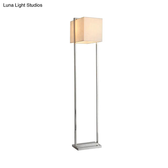 Modern Rectangular Floor Lamp In Beige With Metal Base - Perfect For Reading