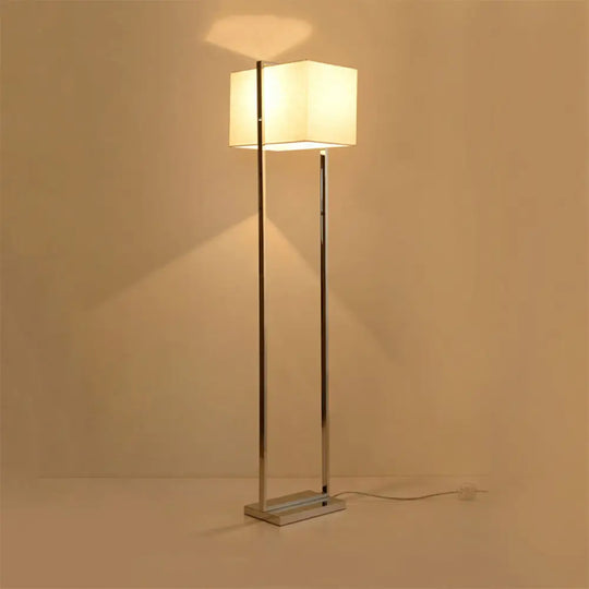 Modern Rectangular Floor Lamp In Beige With Metal Base - Perfect For Reading