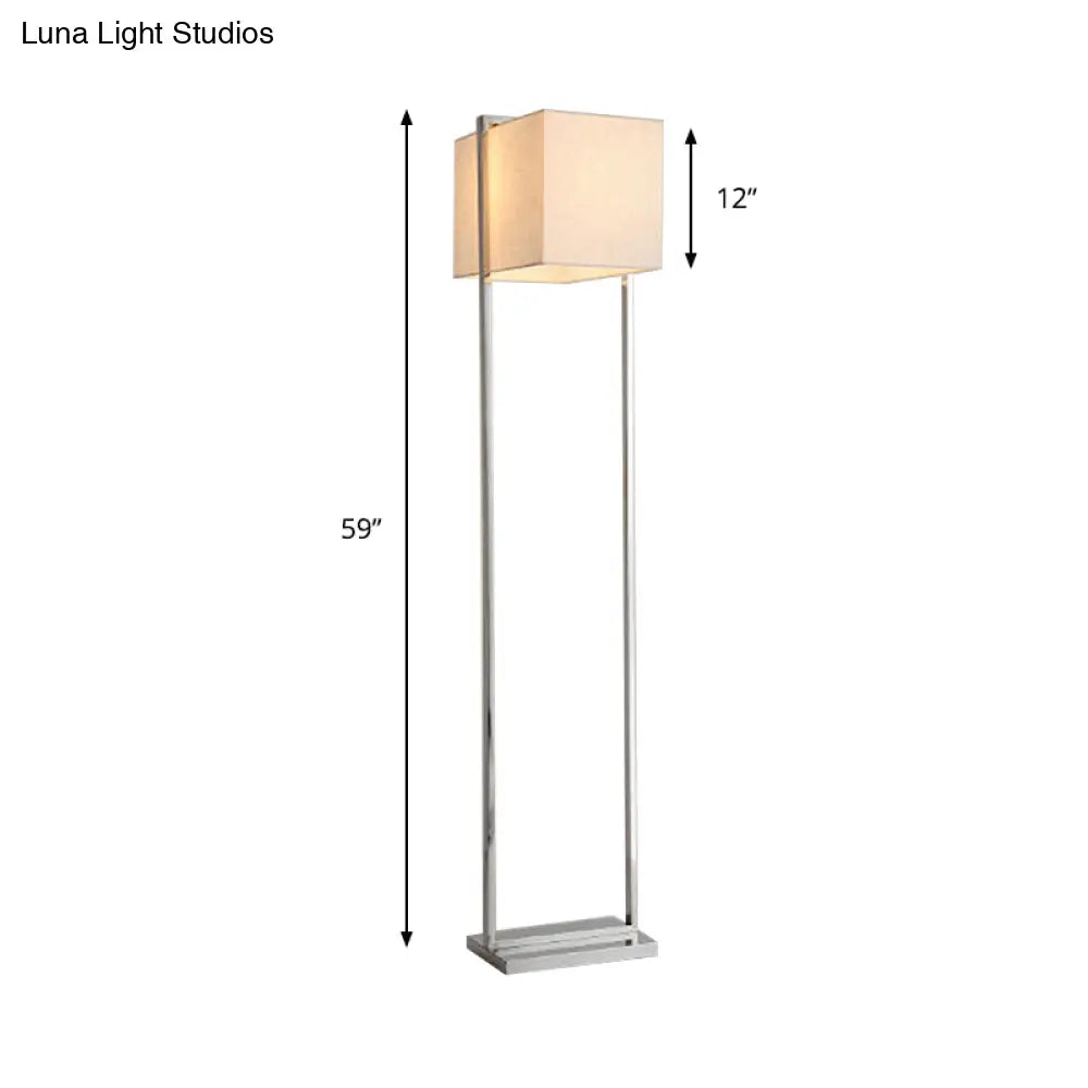 Modern Rectangular Floor Lamp In Beige With Metal Base - Perfect For Reading