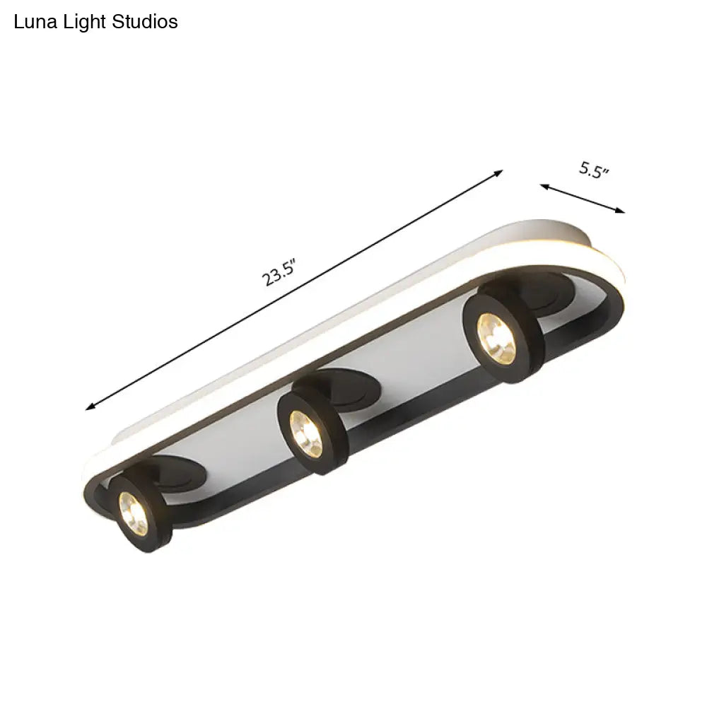 Modern Rectangular Flush Ceiling Lamp In Warm/White Light - Acrylic 4/6/8 Lights Black Ideal For
