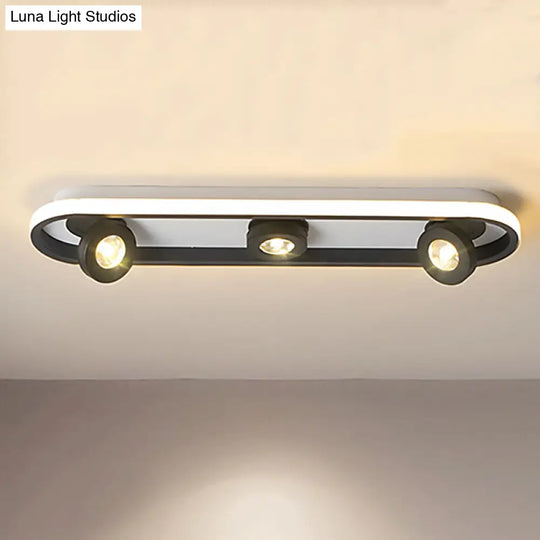Modern Rectangular Flush Ceiling Lamp In Warm/White Light - Acrylic 4/6/8 Lights Black Ideal For