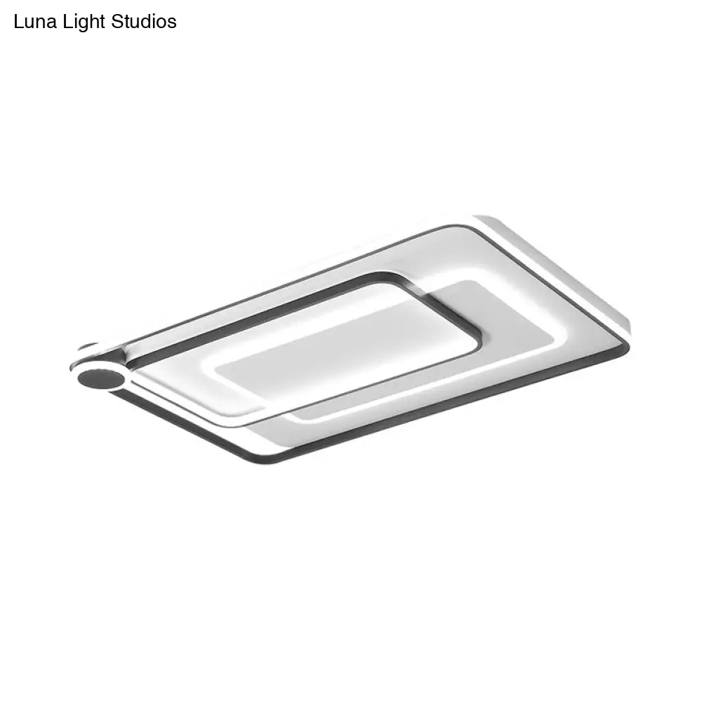 Modern Rectangular Flush Mount Led Ceiling Light In Black With Warm/White Lighting