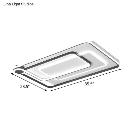 Modern Rectangular Flush Mount Led Ceiling Light In Black With Warm/White Lighting