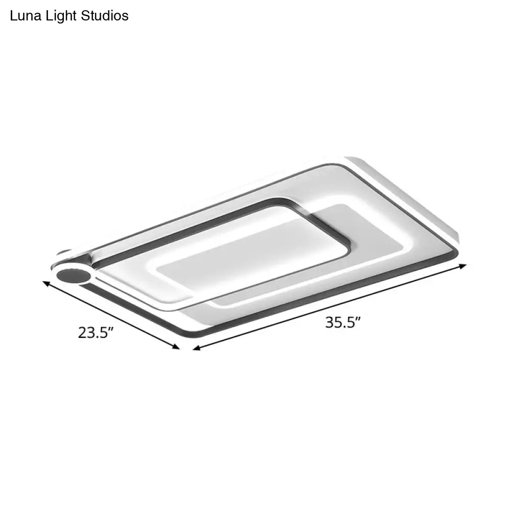 Modern Rectangular Flush Mount Led Ceiling Light In Black With Warm/White Lighting