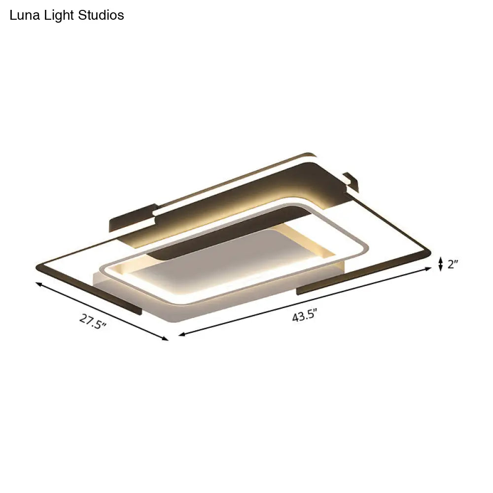 Modern Rectangular Flush Mount Led Ceiling Light In White/Warm - 35.5/43 Wide Ideal For Living Room