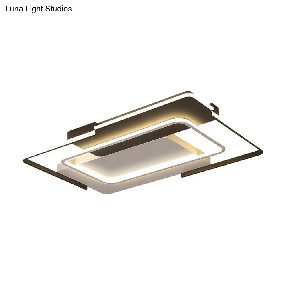 Modern Rectangular Flush Mount Led Ceiling Light In White/Warm - 35.5/43 Wide Ideal For Living Room