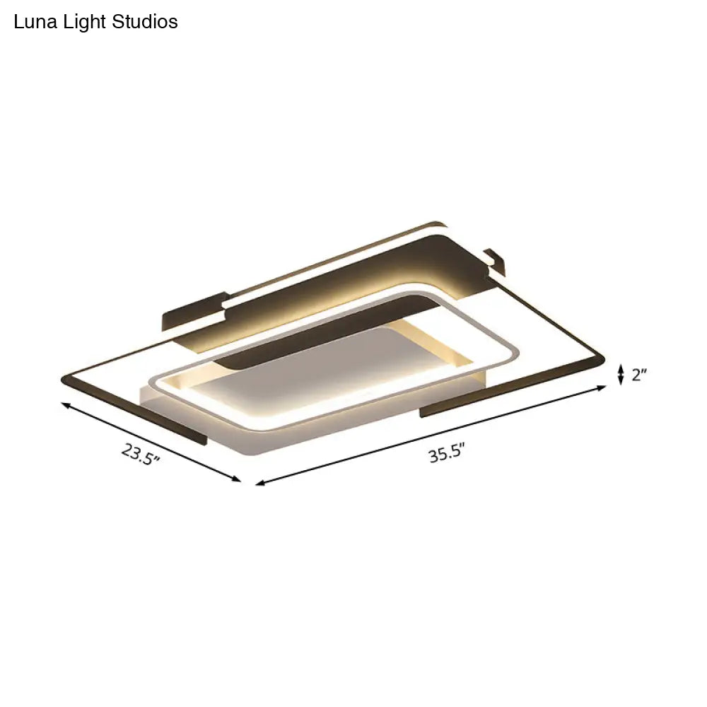 Modern Rectangular Flush Mount Led Ceiling Light In White/Warm - 35.5’/43’ Wide Ideal For