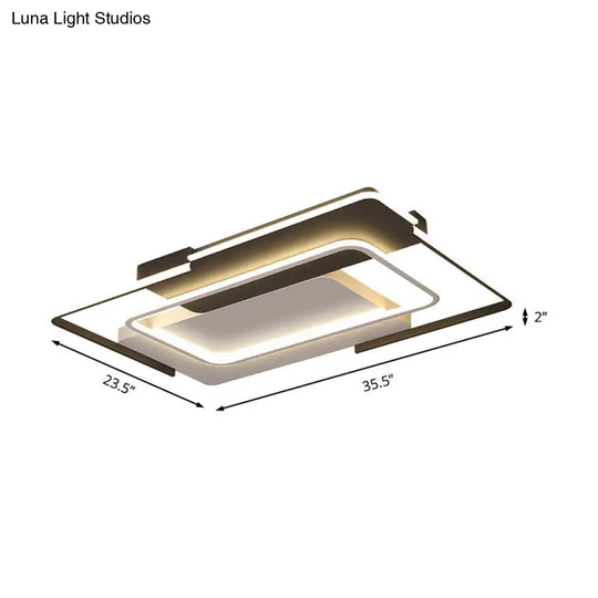 Modern Rectangular Flush Mount Led Ceiling Light In White/Warm - 35.5/43 Wide Ideal For Living Room