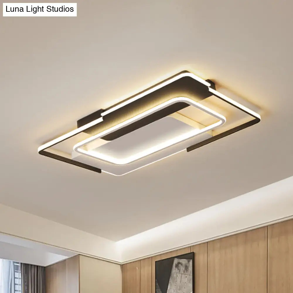 Modern Rectangular Flush Mount Led Ceiling Light In White/Warm - 35.5/43 Wide Ideal For Living Room