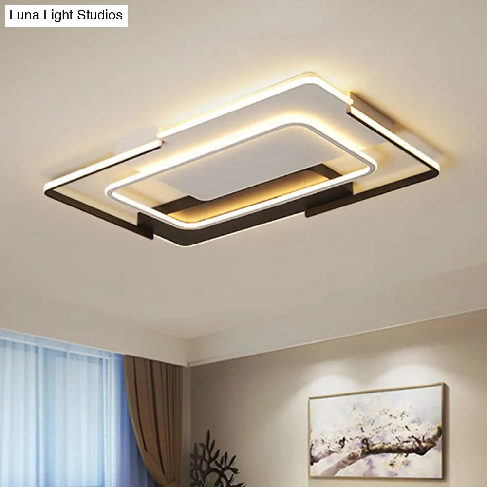 Modern Rectangular Flush Mount Led Light For Living Room Ceiling - Acrylic Warm/White