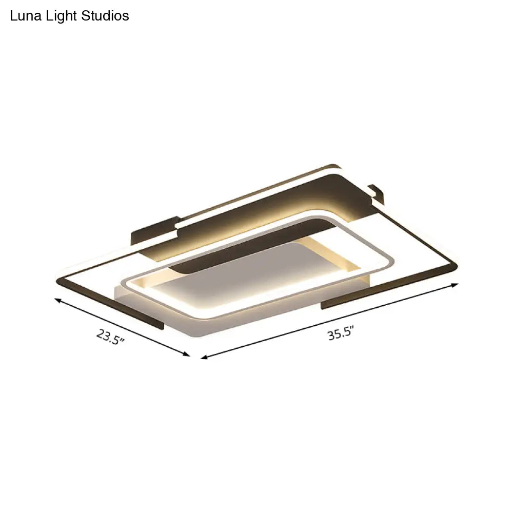 Modern Rectangular Flush Mount Led Light For Living Room Ceiling - Acrylic Warm/White