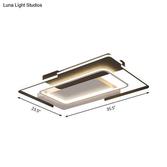 Modern Rectangular Flush Mount Led Light For Living Room Ceiling - Acrylic Warm/White