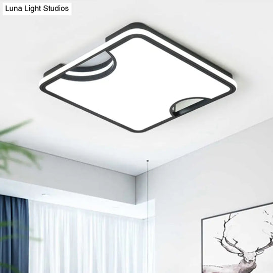 Modern Rectangular/Square Acrylic Flush Ceiling Light Led Lamp In Black/White Warm/White