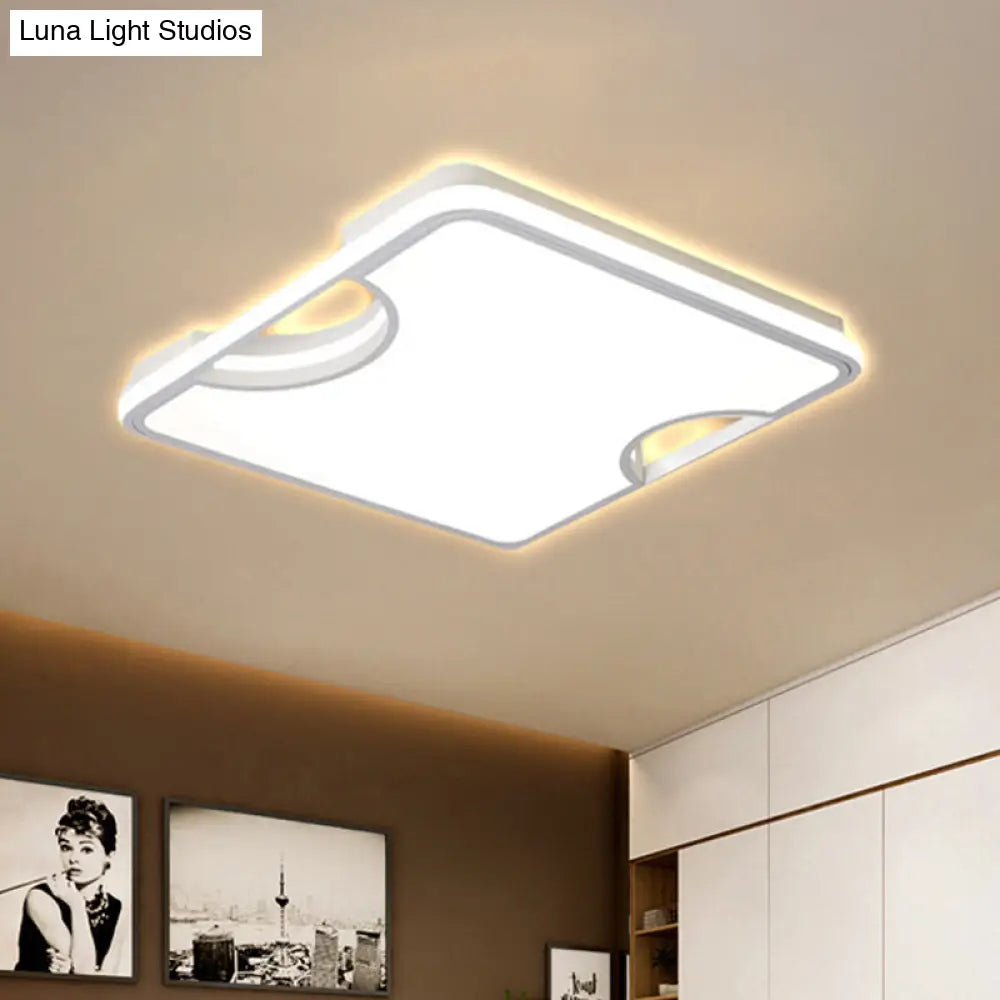 Modern Rectangular/Square Acrylic Flush Ceiling Light Led Lamp In Black/White Warm/White
