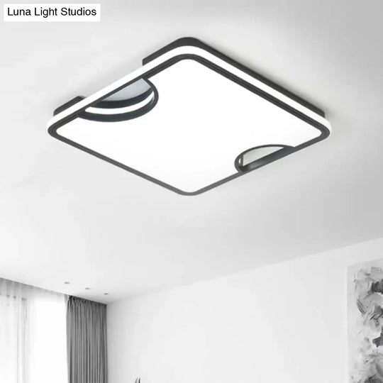 Modern Rectangular/Square Acrylic Flush Ceiling Light Led Lamp In Black/White Warm/White