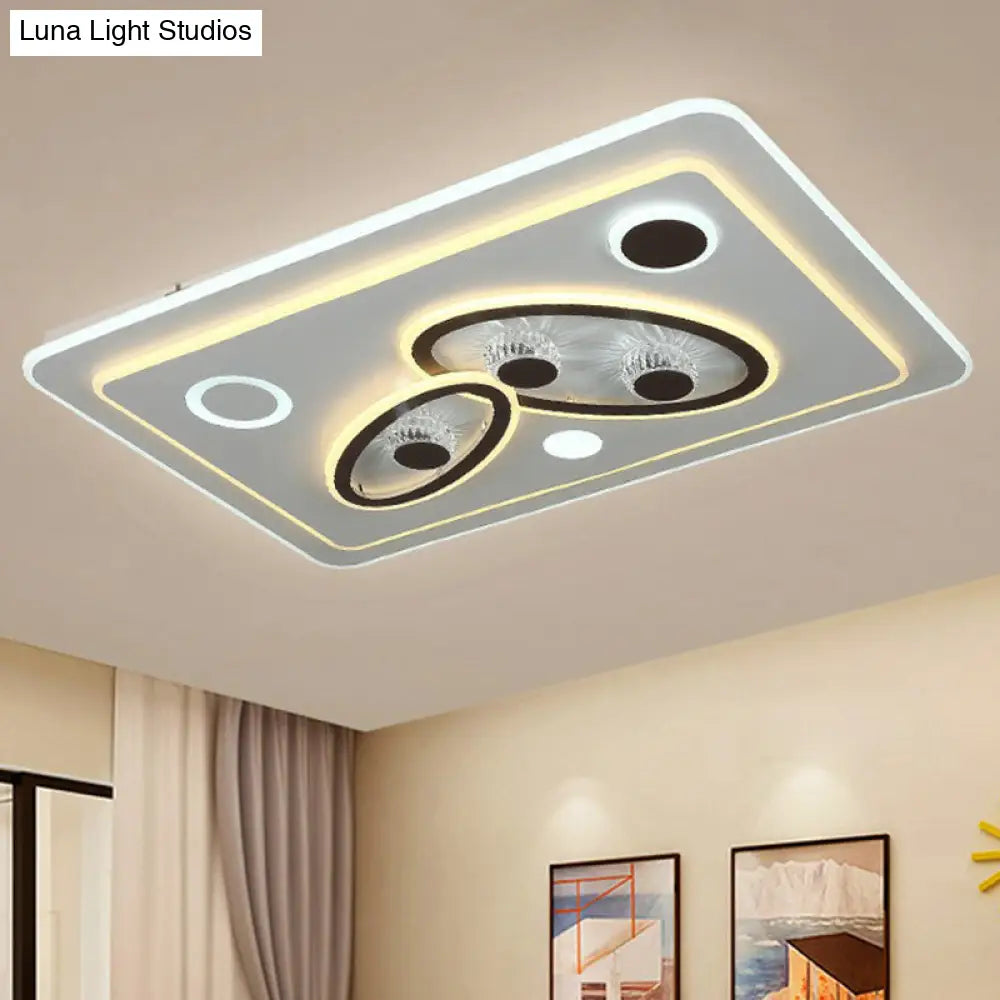 Modern Rectangular White Led Ceiling Light Fixture - Acrylic Flush Mount