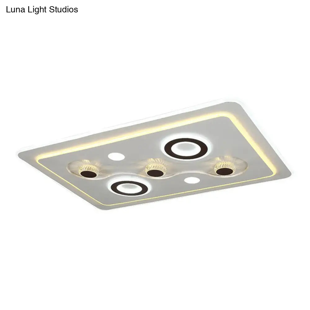 Modern Rectangular White Led Ceiling Light Fixture - Acrylic Flush Mount