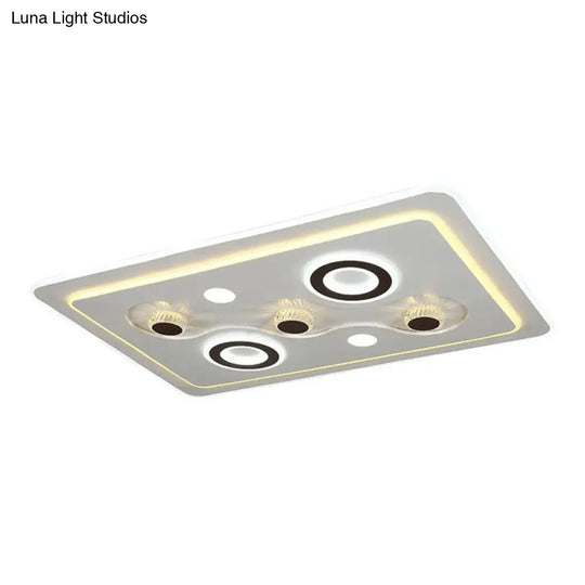 Modern Rectangular White Led Ceiling Light Fixture - Acrylic Flush Mount