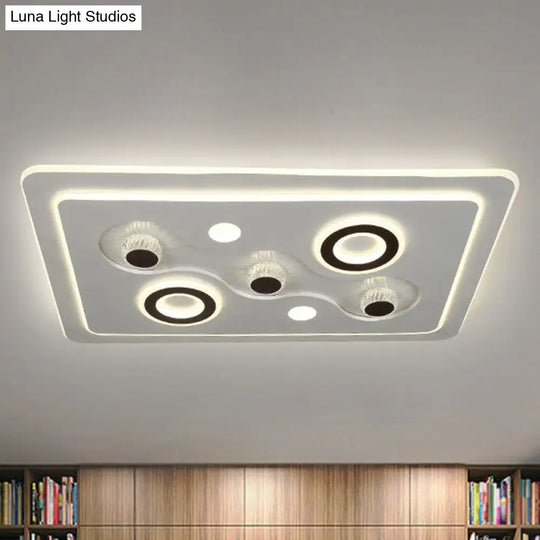 Modern Rectangular White Led Ceiling Light Fixture - Acrylic Flush Mount