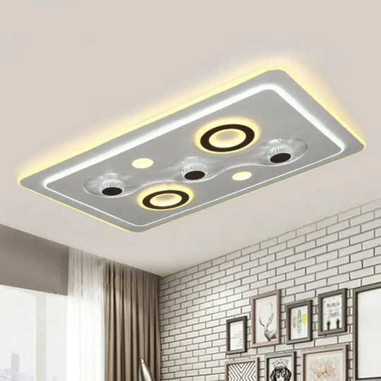 Modern Rectangular White Led Ceiling Light Fixture - Acrylic Flush Mount / A