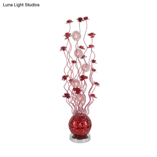 Modern Red Aluminum Flower Swing Line Floor Lamp With Led Lighting For Living Room Decor