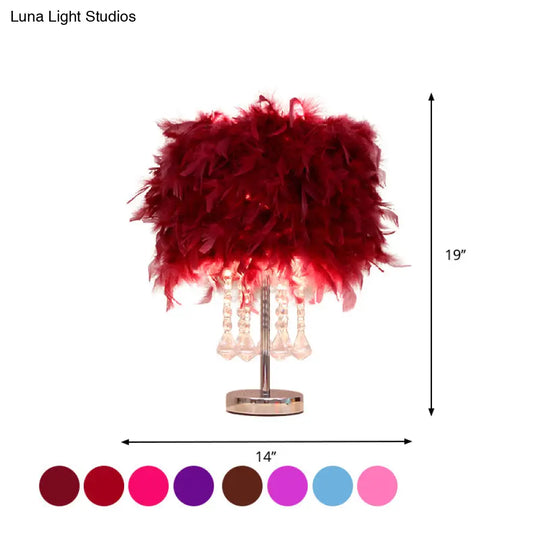 Modern Red/Pink/Rose Red Crystal Droplet Night Lamp For Round Dining Room Table