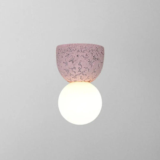 Modern Resin-Cement Bell Wall Sconce - Single-Bulb Lighting Fixture Pink