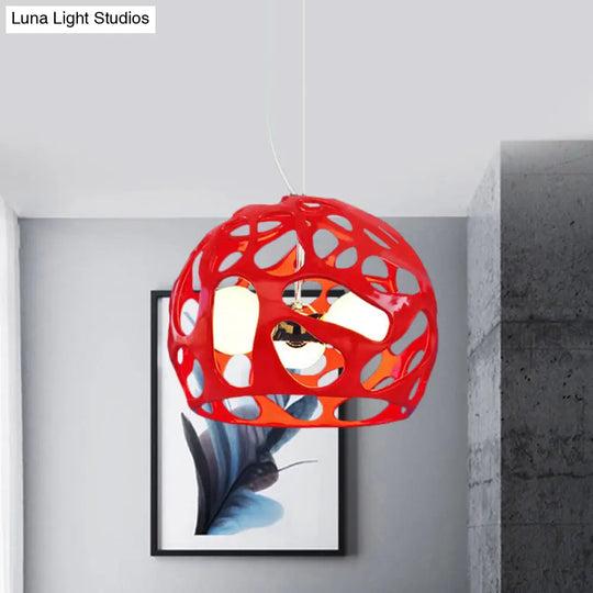 Modern Resin Hanging Pendant Chandelier With 3 Lights - White/Red Perfect For Kitchen Dinette