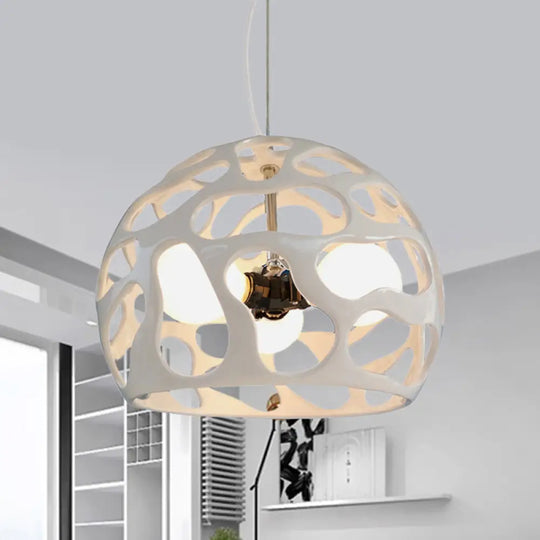 Modern Resin Hanging Pendant Chandelier With 3 Lights - White/Red Perfect For Kitchen Dinette White