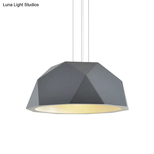 Modern Faceted Hemispherical Hanging Lamp In Sleek Resin - Single Pendant Light For Guest Room