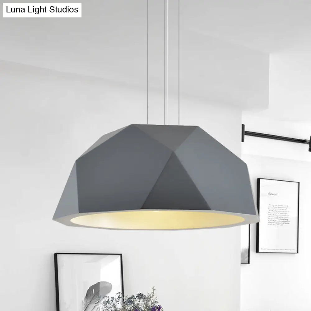 Modern Faceted Hemispherical Hanging Lamp In Sleek Resin - Single Pendant Light For Guest Room