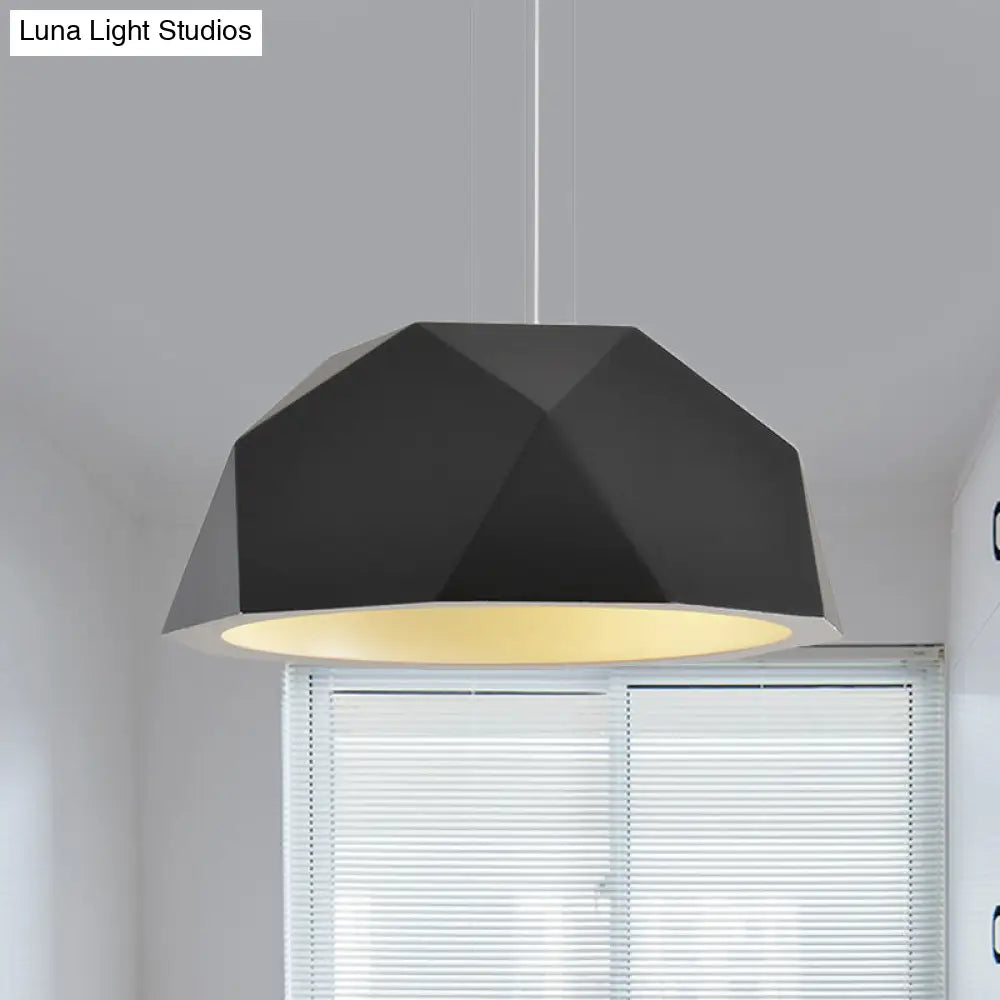 Modern Faceted Hemispherical Hanging Lamp In Sleek Resin - Single Pendant Light For Guest Room
