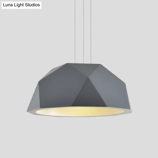 Modern Faceted Hemispherical Hanging Lamp In Sleek Resin - Single Pendant Light For Guest Room