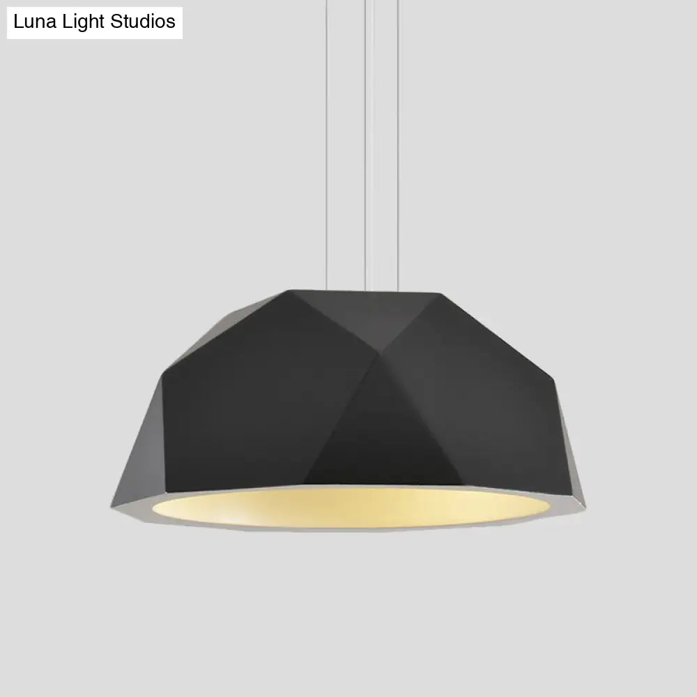 Modern Faceted Hemispherical Hanging Lamp In Sleek Resin - Single Pendant Light For Guest Room