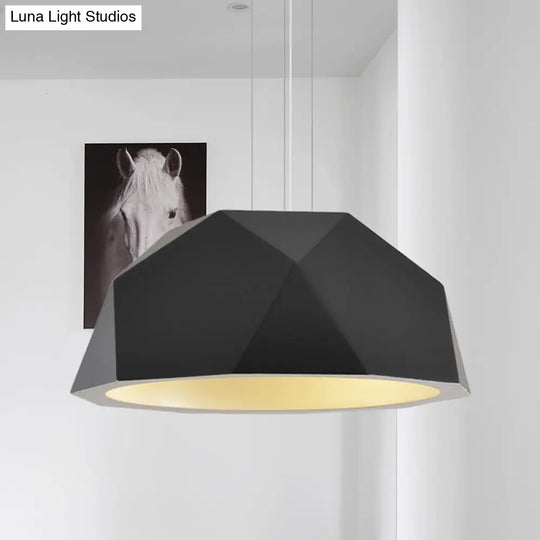 Modern Faceted Hemispherical Hanging Lamp In Sleek Resin - Single Pendant Light For Guest Room