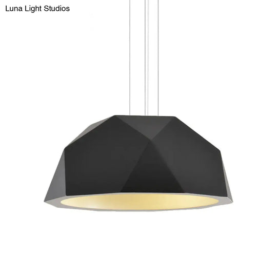 Modern Faceted Hemispherical Hanging Lamp In Sleek Resin - Single Pendant Light For Guest Room