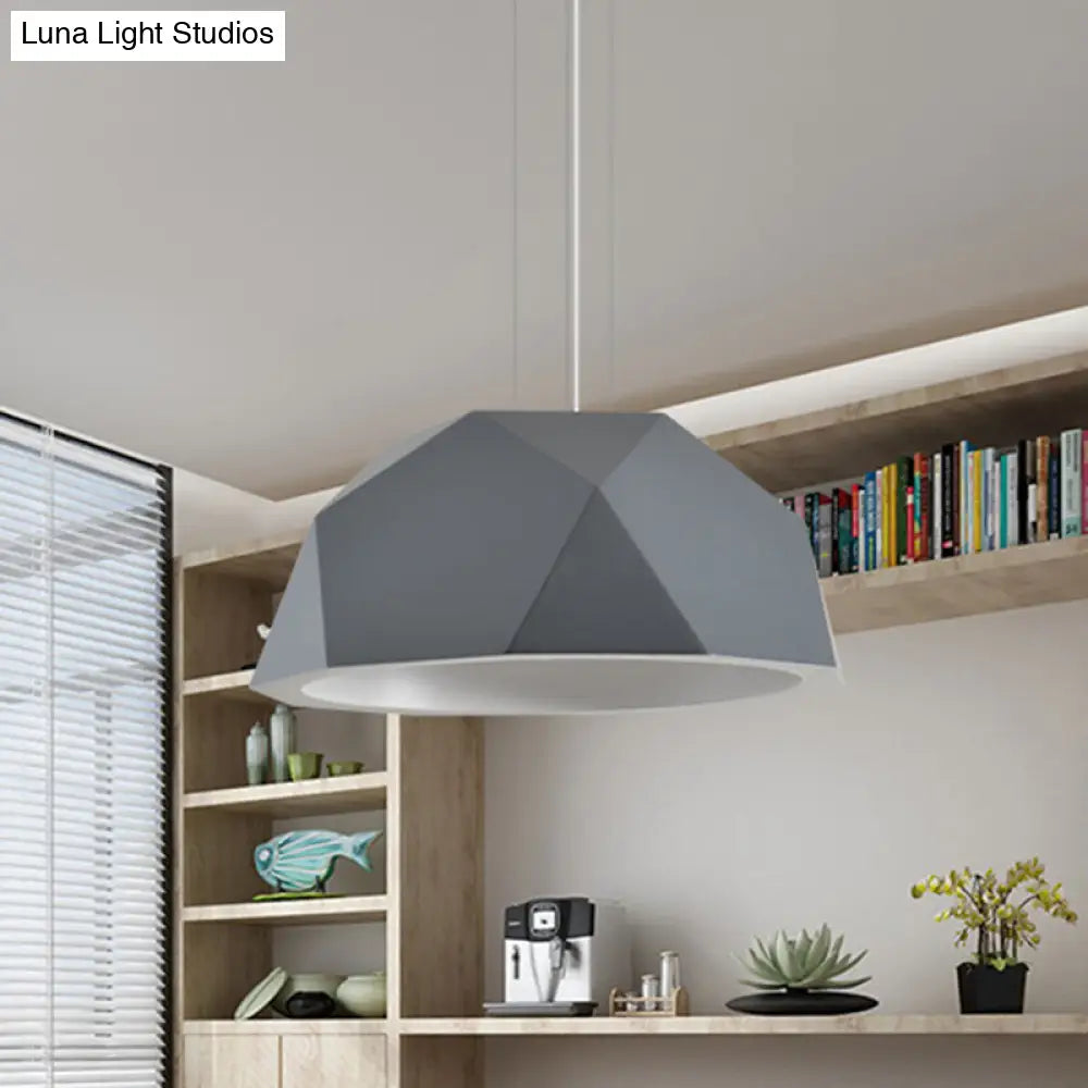 Modern Faceted Hemispherical Hanging Lamp In Sleek Resin - Single Pendant Light For Guest Room