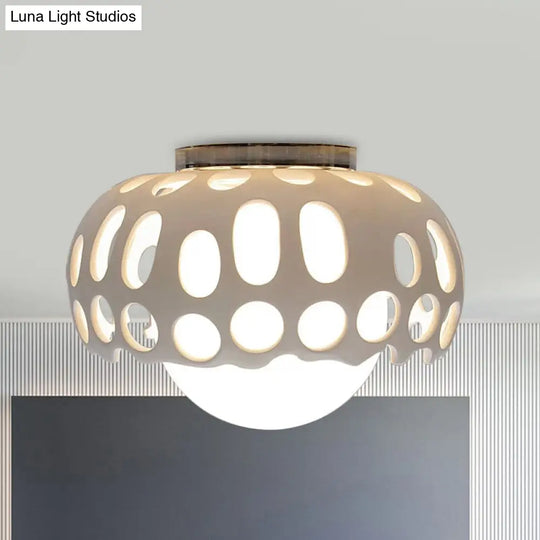 Modern Resin Hollow-Out Dome Flushmount Ceiling Light - White 1 11/13 Wide / 11