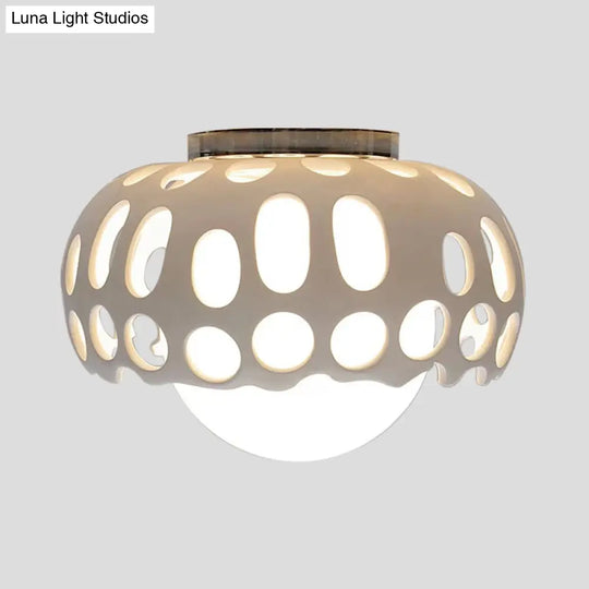 Modern Resin Hollow - Out Dome Flushmount Ceiling Light - White 1 11’/13’ Wide