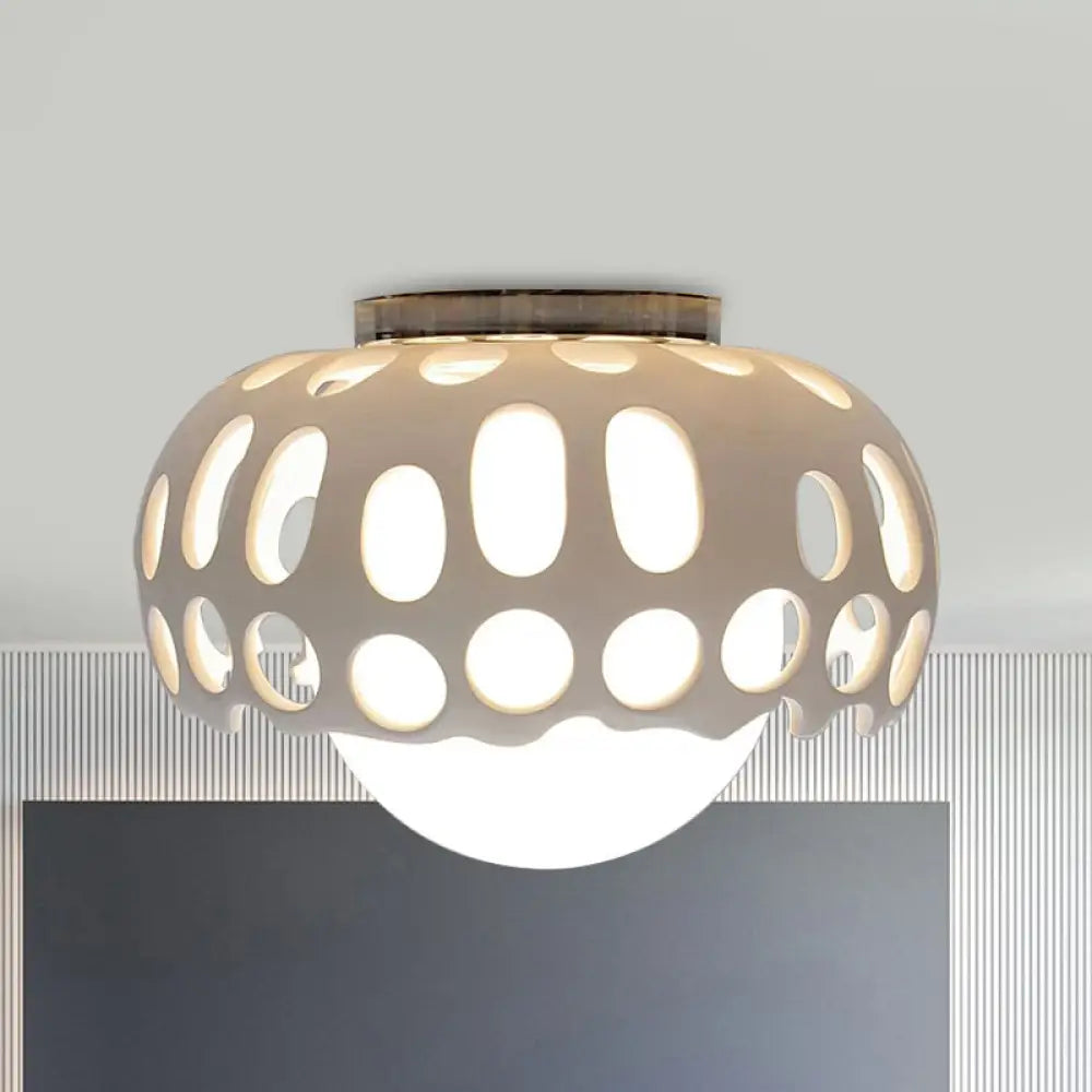 Modern Resin Hollow - Out Dome Flushmount Ceiling Light - White 1 11’/13’ Wide / 11’