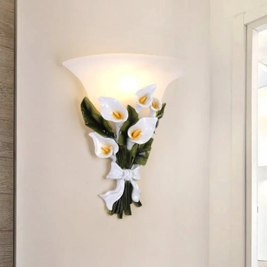 Modern Resin Wall Sconce With Opal Glass & Black/Green Flush Mount Black