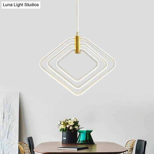 Modern Rhombus Chandelier Lamp - 13’/16’ W Led Ceiling Pendant Light For Dining Room Black/White