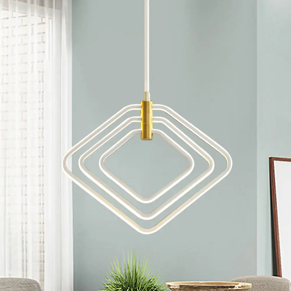 Modern Rhombus Chandelier Lamp - 13’/16’ W Led Ceiling Pendant Light For Dining Room