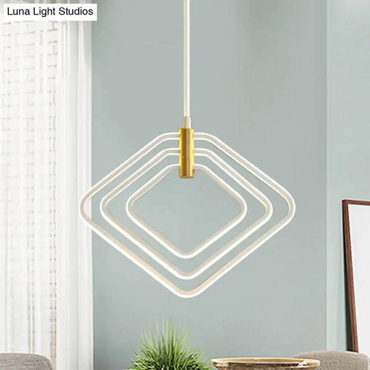 Modern Rhombus Chandelier Led Pendant Light For Dining Room - 13/16 Width Metal Black/White White /