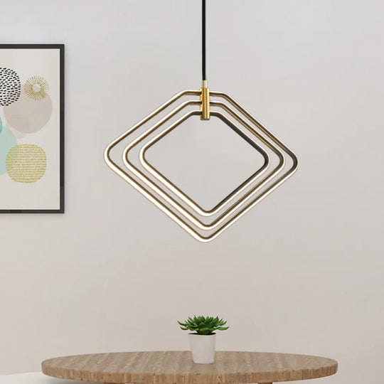 Modern Rhombus Chandelier Lamp - 13’/16’ W Led Ceiling Pendant Light For Dining Room